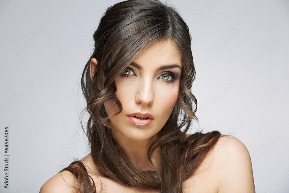 Hair. Woman face. Closeup portrait.