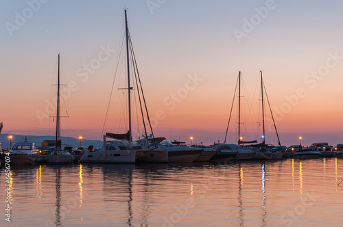 Sunset at a pier in Baska Voda