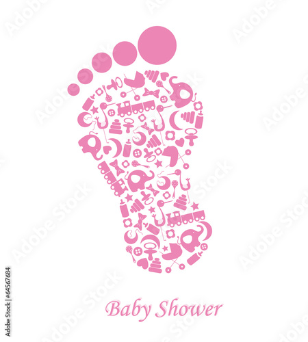 Baby shower. foot with baby icons