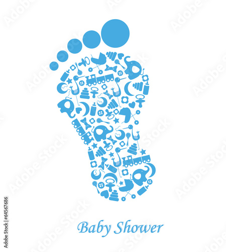 Baby shower. foot with baby icons