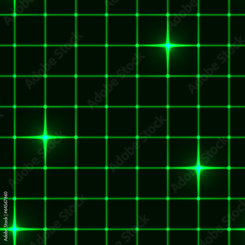 Seamless green grid with stars