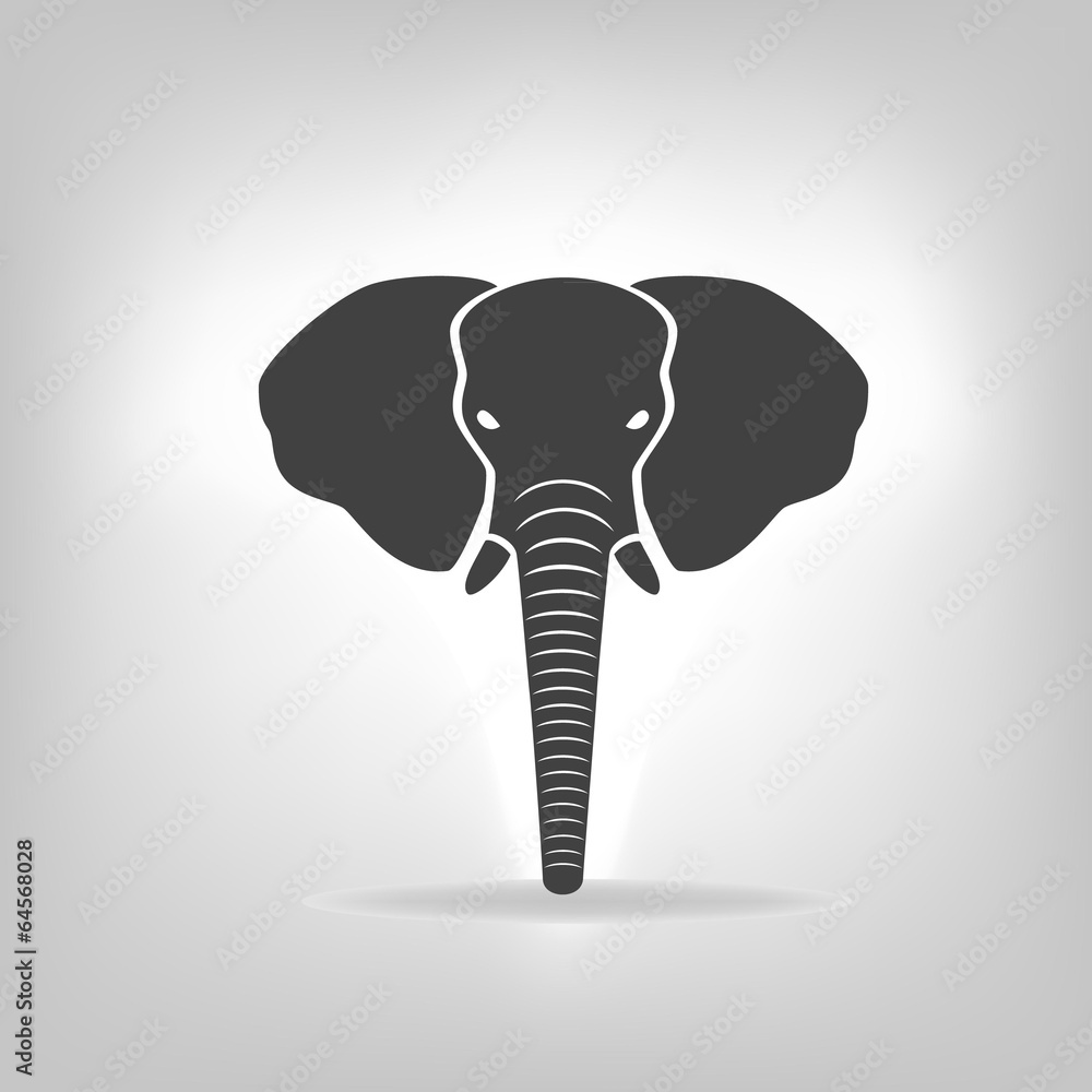 Fototapeta premium gray emblem of an elephant on a light background