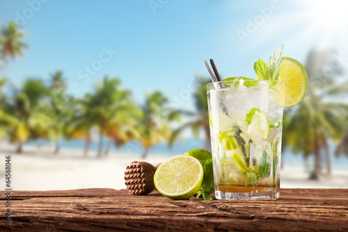 Summer mojito drink on beach