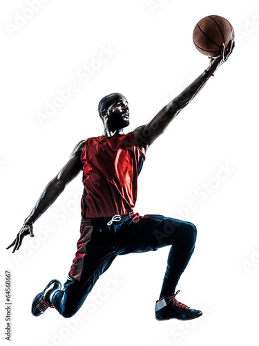 african man basketball player jumping silhouette © snaptitude
