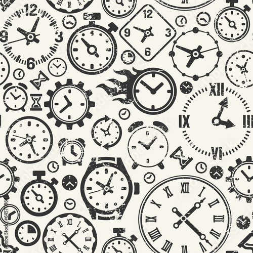 Seamless background with clocks