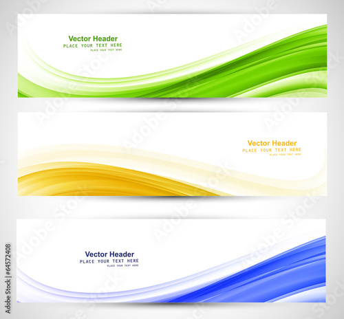 Brazil flag concept three colorful wave header set design