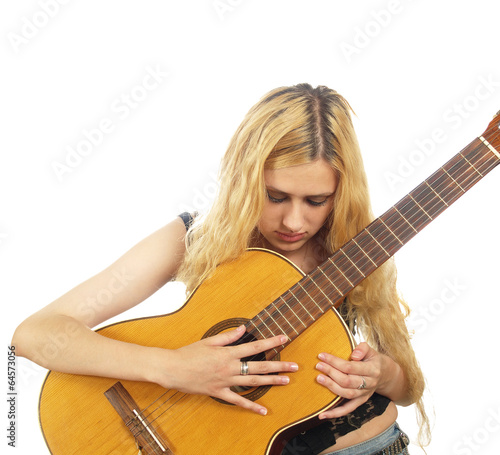 portrait of young woman with guitar