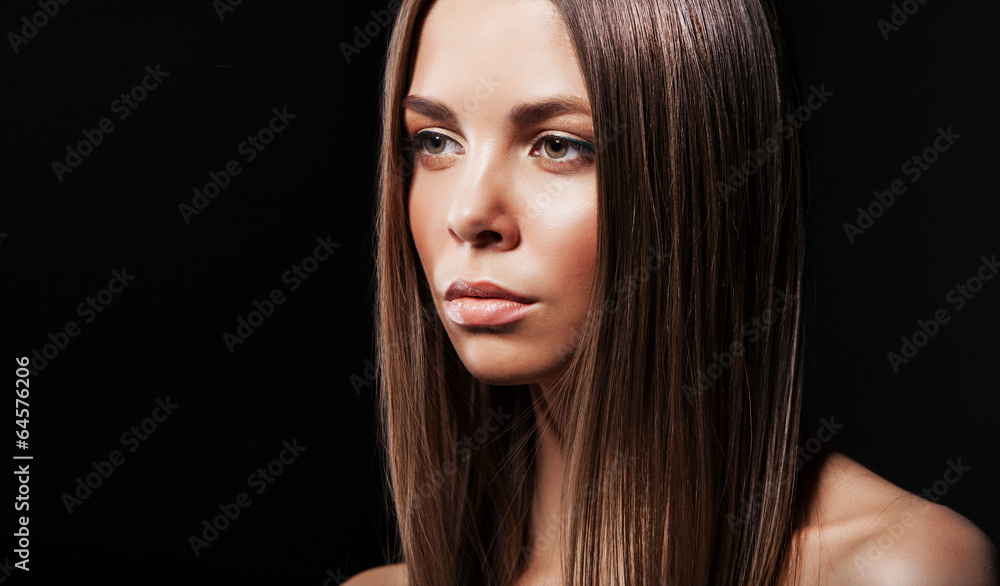 Closeup portrait of a lady with evening makeup Closeup portrait of a lady with evening makeup