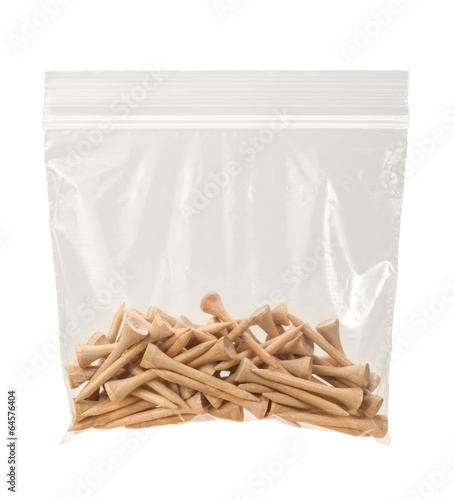 Wooden Golf Tees in a Plastic Bag photo