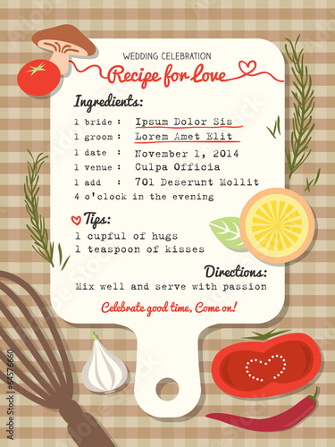 Recipe for Love creative Wedding Invitation photo