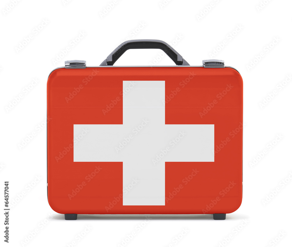 Business suitcase for travel with flag of Switzerland Business suitcase for travel with flag of Switzerland