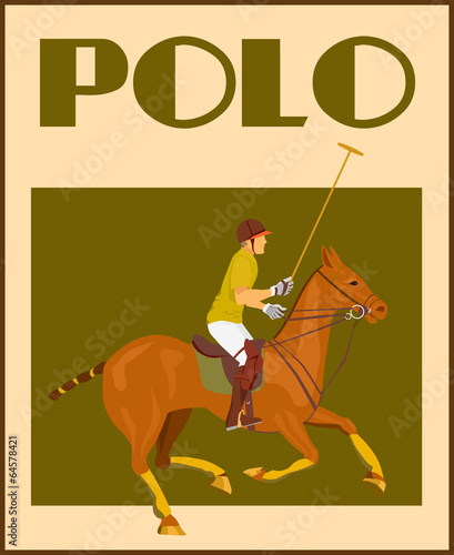 Polo player on horse poster