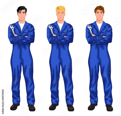 Auto mechanic worker set
