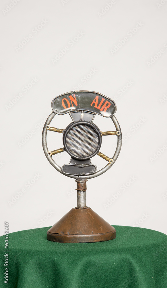 Old microphone on air sign Old microphone on air sign