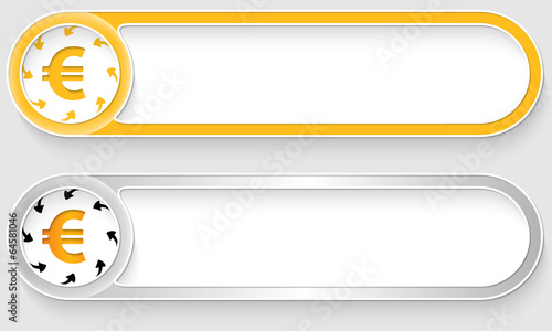 yellow and silver vector abstract buttons with euro sign