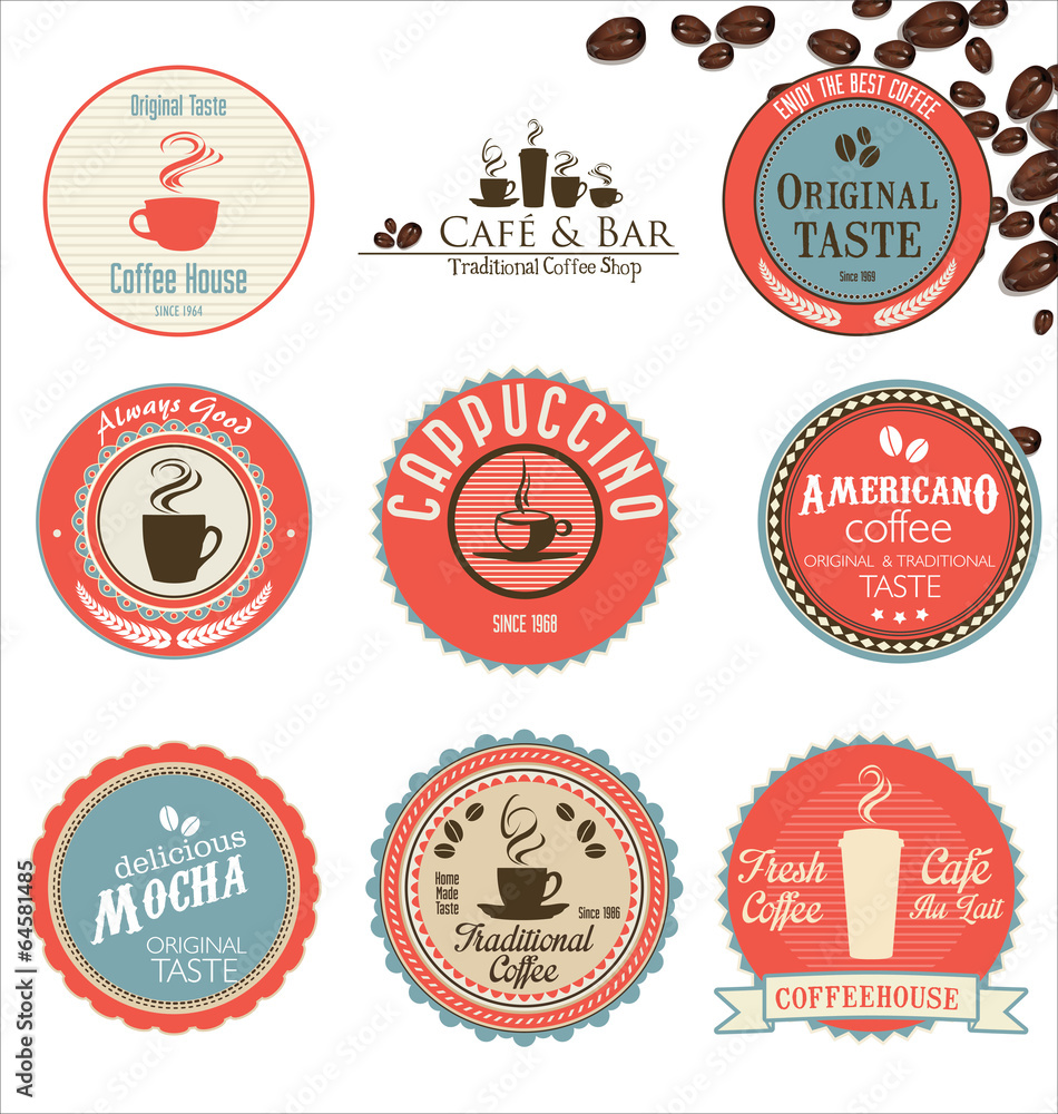 Obraz premium coffee retro badges collection
