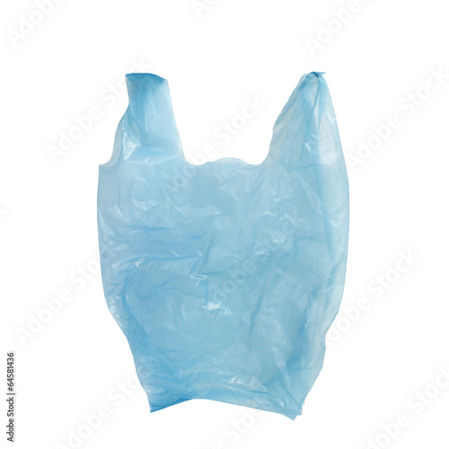 Blue Plastic cellophane bag isolated on white