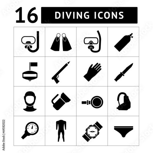 Set icons of diving