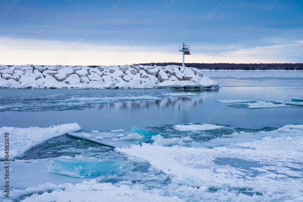 Blue Winter Ice at Breakwater
