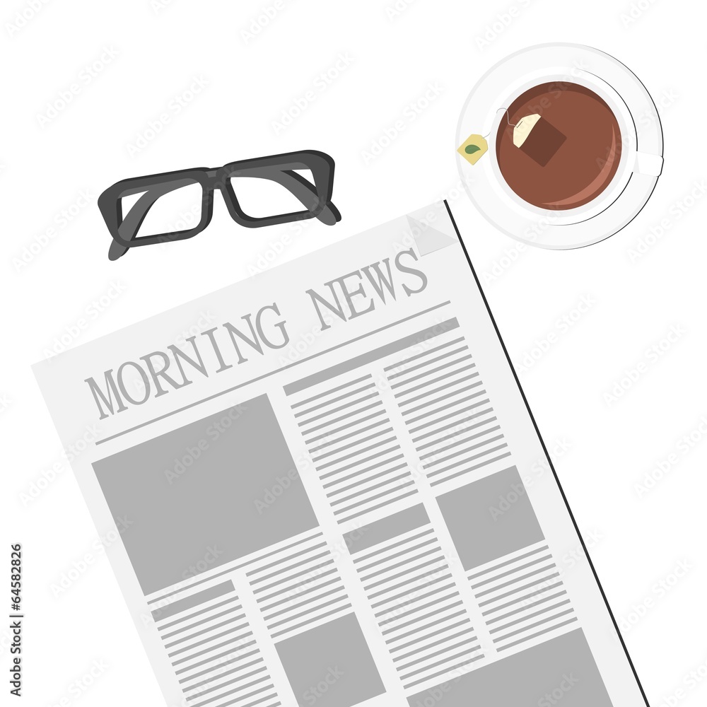 Newspaper, Glasses and Tea Newspaper, Glasses and Tea