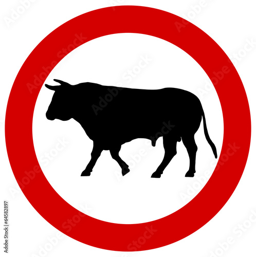a bull in a traffic sign
