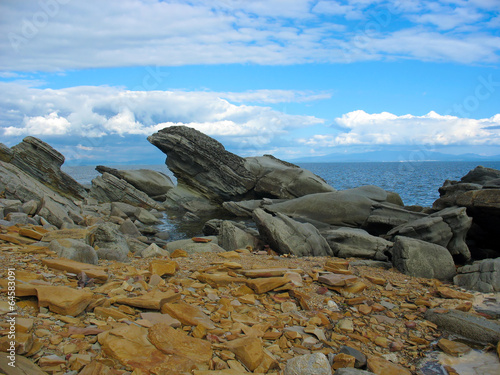 Sea landscape with intricate stones (boulders)