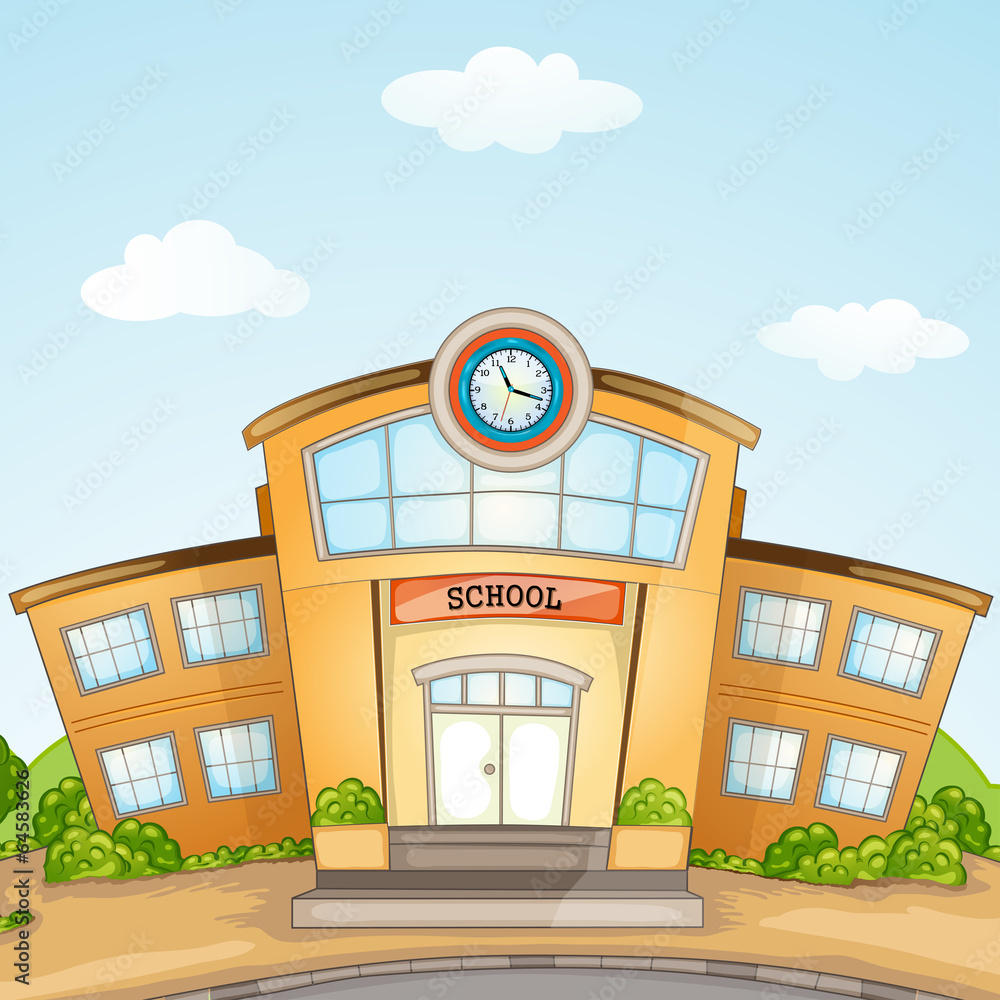 Illustration of School Building.