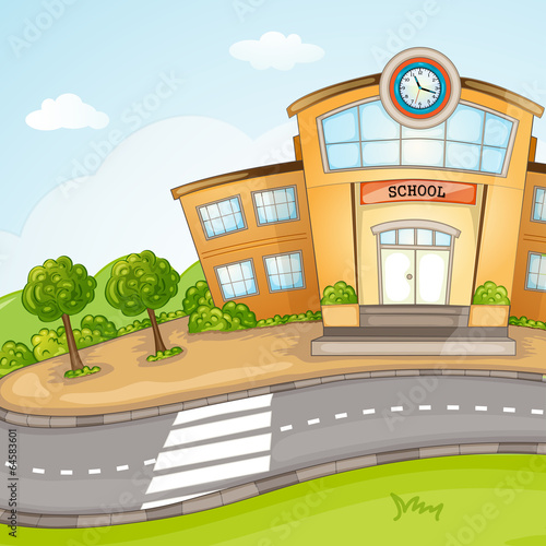 Illustration of School Building.
