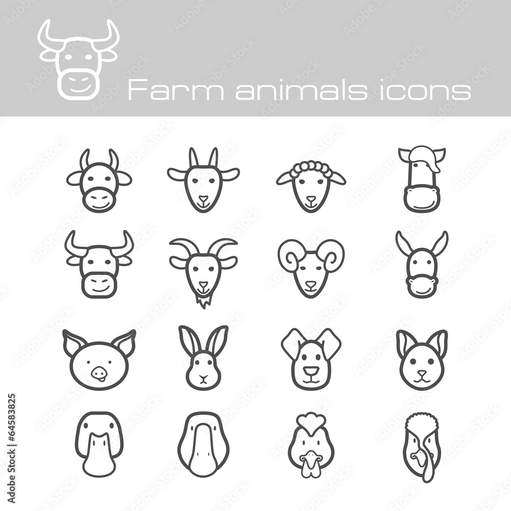 Farm animals icons Farm animals icons
