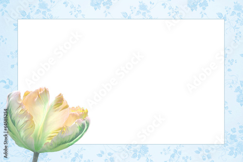 Nostalgie-Rahmen mit Flamingo-Tulpe blau