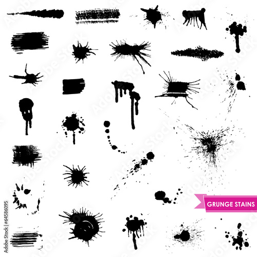Set of Grunge Ink Stains Elements - in vector