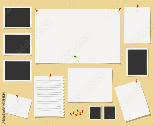 Vector blackboard with office supplies.