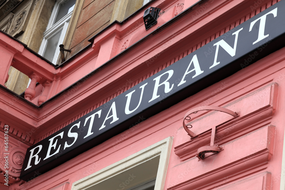 Obraz premium Restaurant sign on a wall