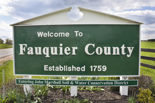 Sign at the entrance to Fauquier County Virginia
