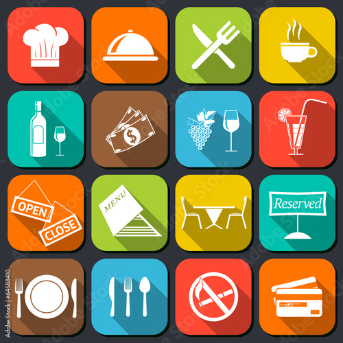 Restaurant Food Icons Flat