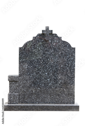 Blank gravestone isolated on white ready for inscription