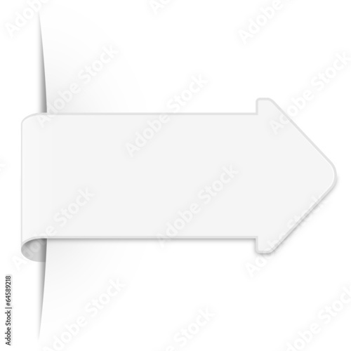 Long white sticker arrow with shadow & copy space