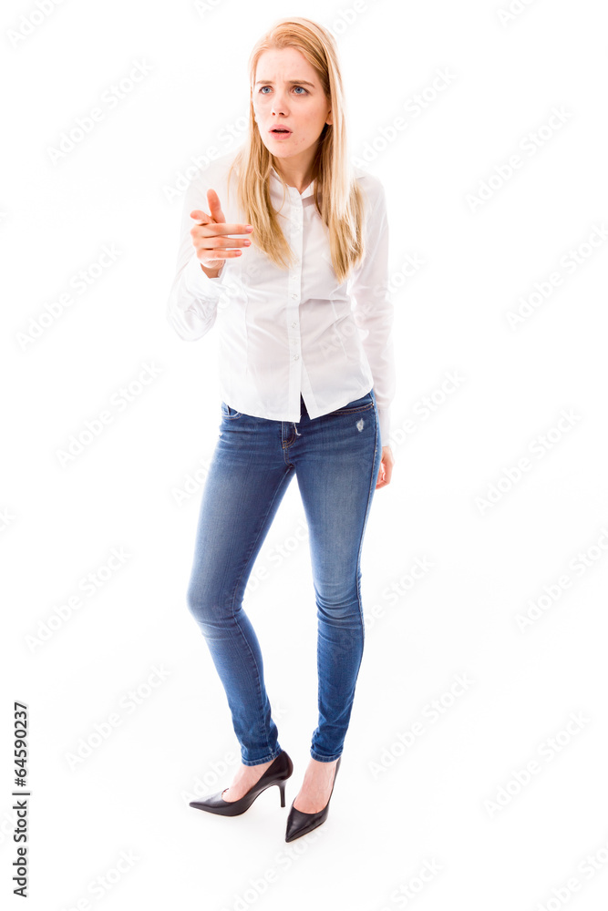 Young woman pointing Young woman pointing
