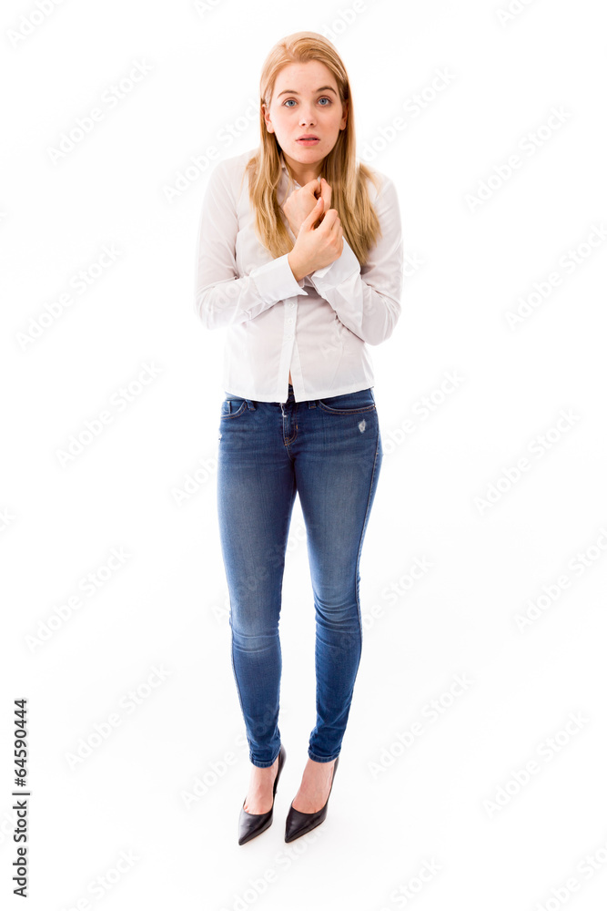 Young woman shivering Young woman shivering