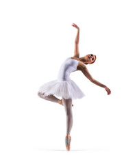 Young beautiful ballet dancer isolated on white