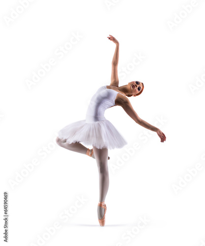 Young beautiful ballet dancer isolated on white