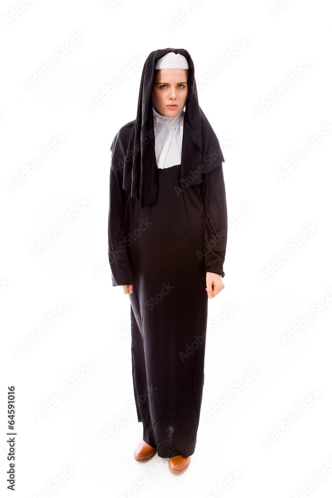 Young nun looking sad Young nun looking sad