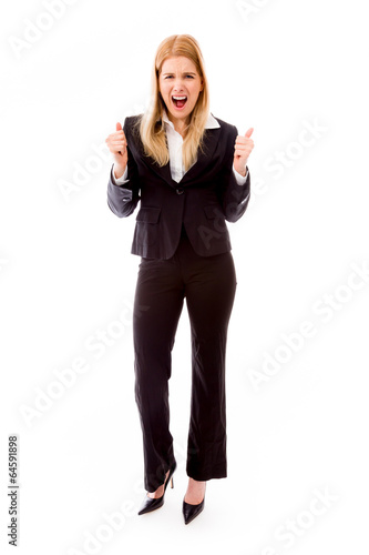 Frustrated businesswoman shouting