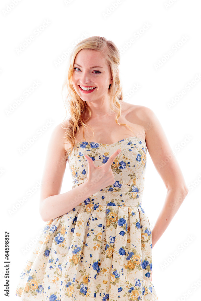 Beautiful young woman showing smiley face Beautiful young woman showing smiley face