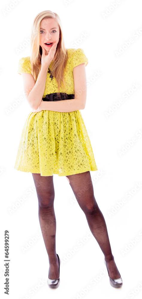 Beautiful young woman looking shocked Beautiful young woman looking shocked