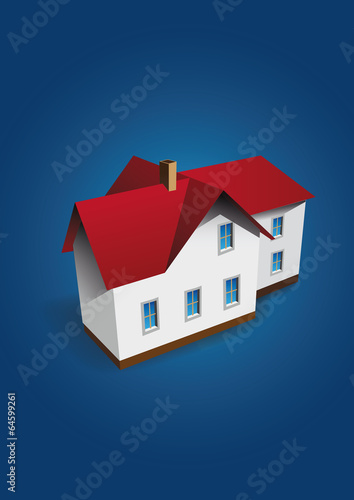 Vector house on dark-blue background