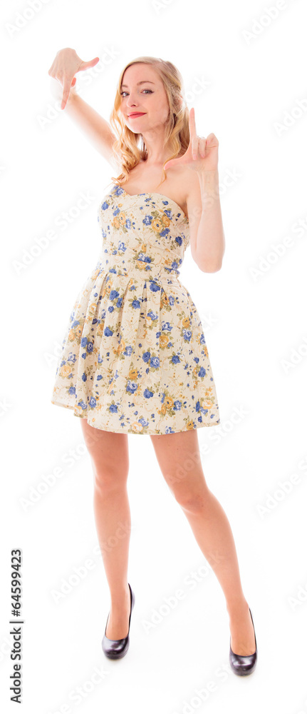 Young woman making frame with fingers Young woman making frame with fingers