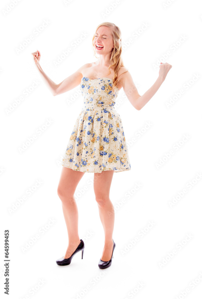 Beautiful young woman celebrating success Beautiful young woman celebrating success