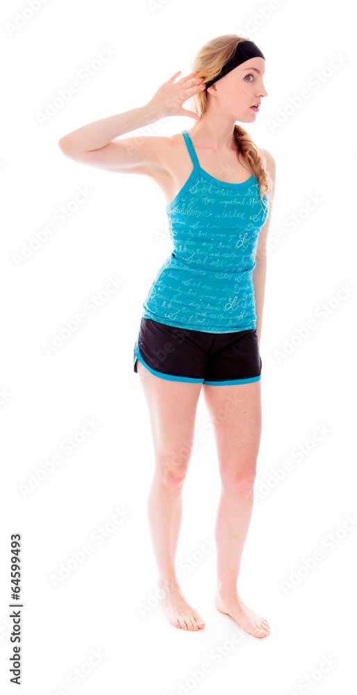 Fototapeta premium Young woman trying to listen