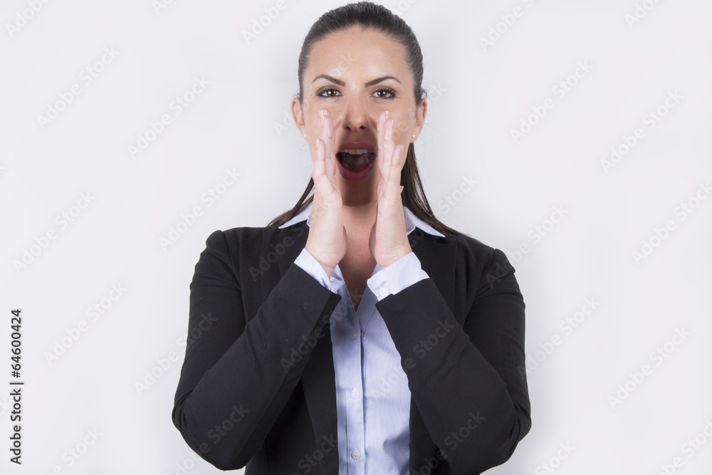Beautiful business woman screaming (strict, portrait) Beautiful business woman screaming (strict, portrait)
